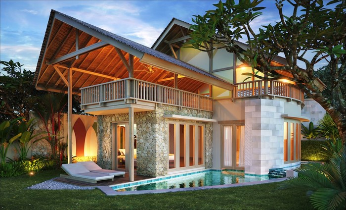Luxury villa with private pool and tropical garden