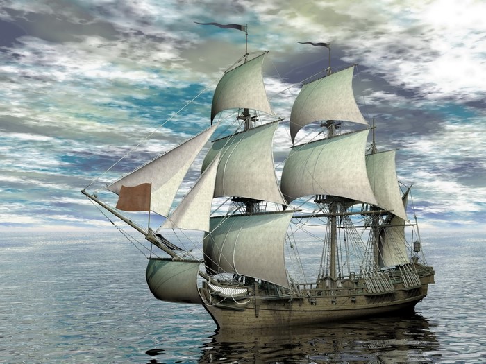 4K Sailing Ship on the Sea