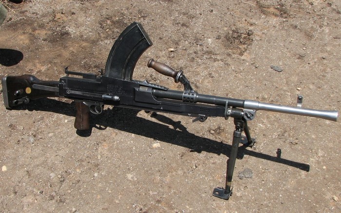 Bren light machine gun with bipod