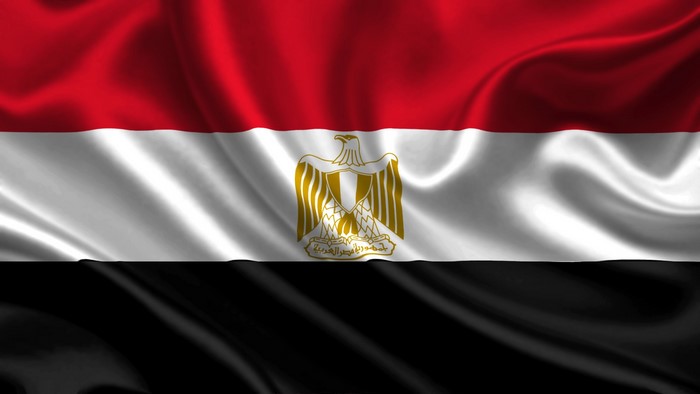 Egyptian Flag with Golden Eagle Emblem