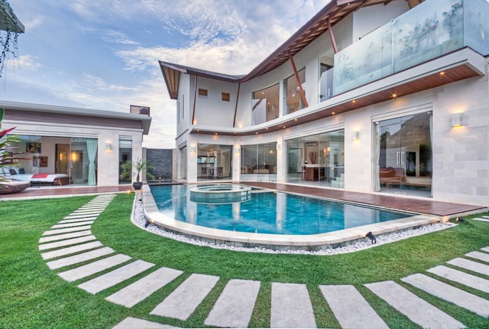 Modern villa with swimming pool and garden