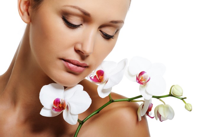 Woman with White Orchid