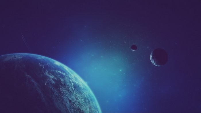 Planets in deep space with nebulae