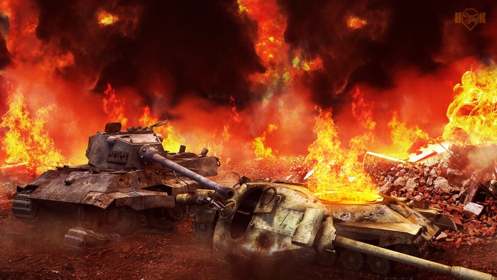 World of Tanks: Destroyed Tanks in Fire