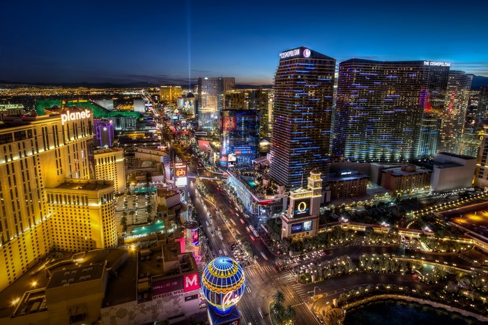 Las Vegas Strip at night from above
