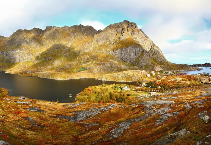 4K Lake Norway Mountains Grass Moss