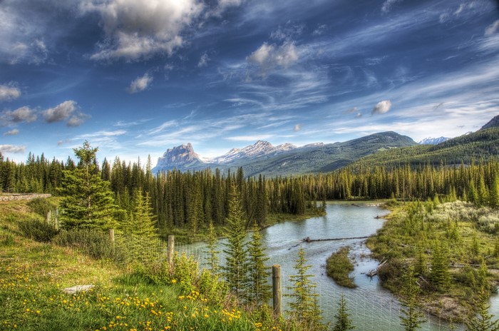 River and Mountains in Banff National Park, Canada
