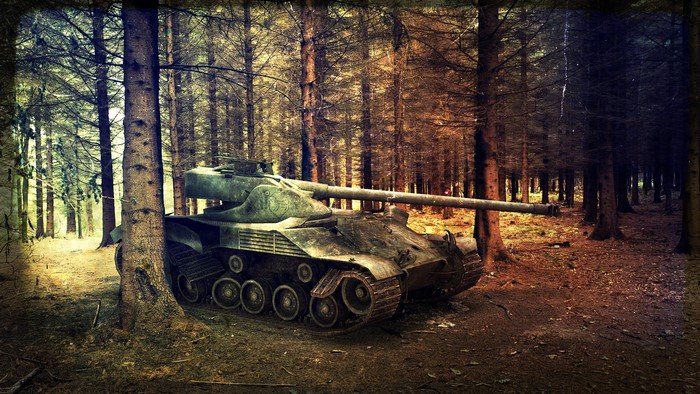Tank in a forest