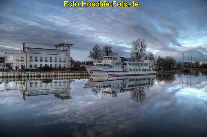 Ship docked on a river in Germany