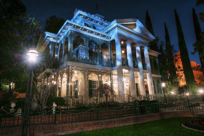 Haunted Mansion at Night in Disneyland, California