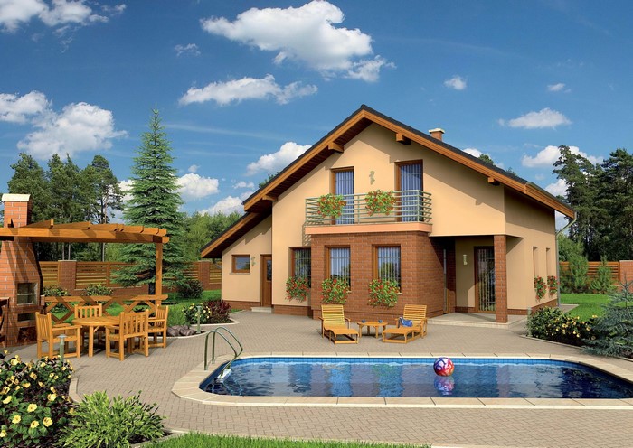 House with a swimming pool and outdoor dining area