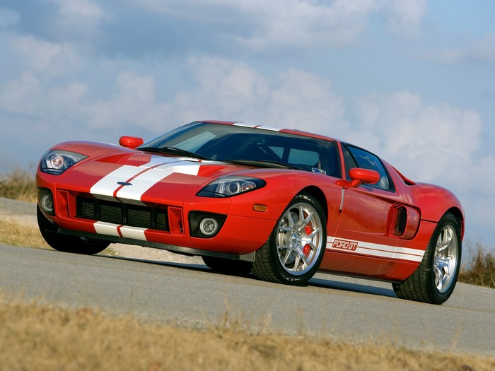 Red Ford GT with White Stripes