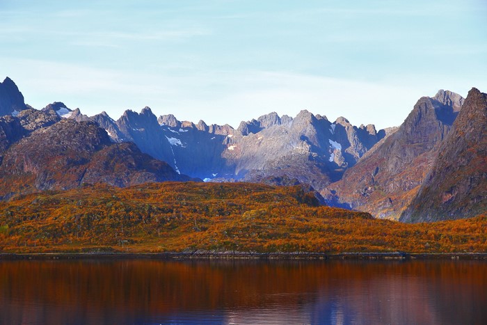 Autumnal Mountains and Water in Norway