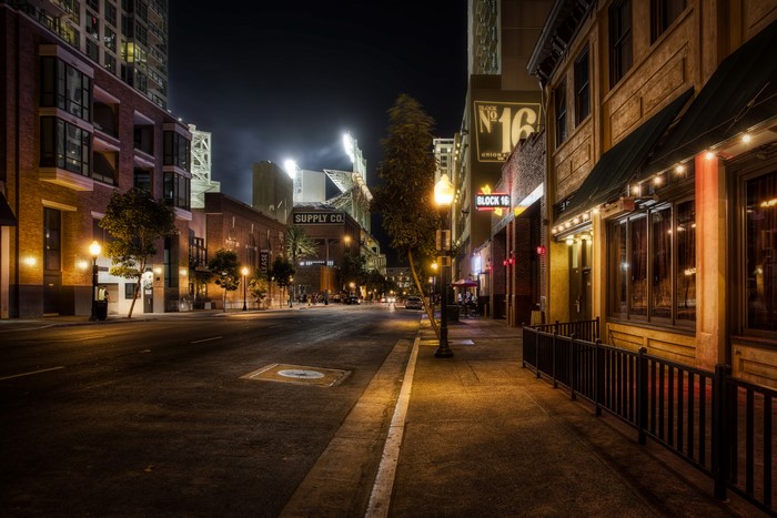 Street at Night in San Diego, California