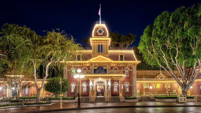 Disneyland City Hall at Night, California
