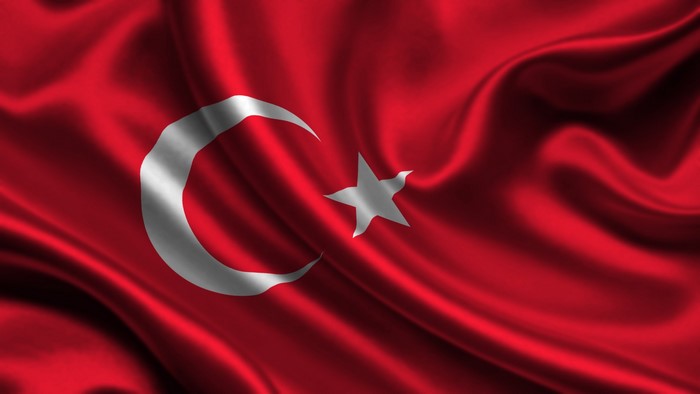 Waving Flag of Turkey with Crescent and Star