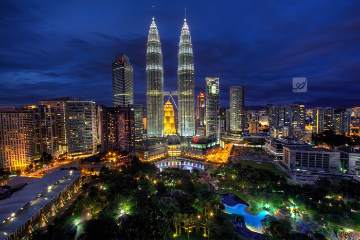 Petronas Twin Towers at Night in Kuala Lumpur, Malaysia