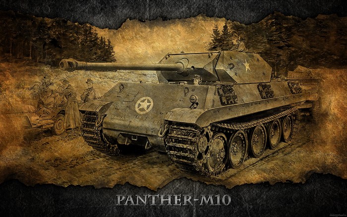 Panther-M10 Tank in a Sketch Style