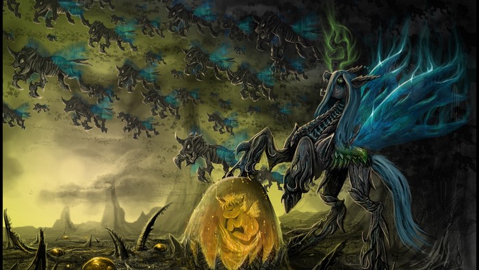 Queen Chrysalis and Changeling army from My Little Pony