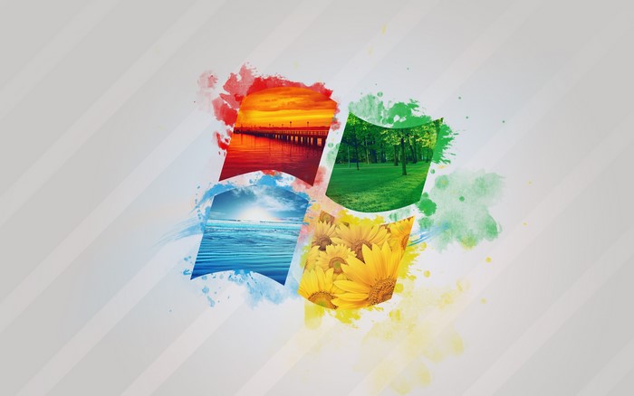 Windows logo with nature scenes