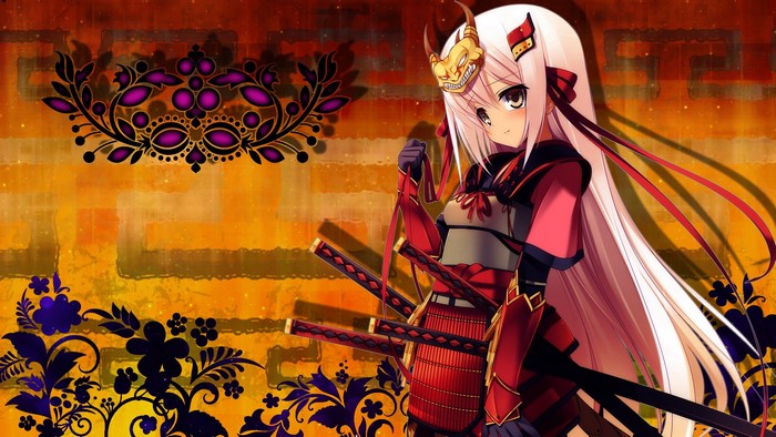 Samurai girl with blonde hair and mask