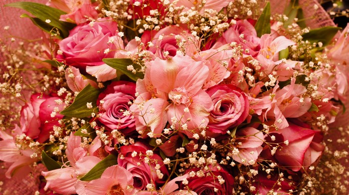Pink Roses and Alstroemeria Bouquet