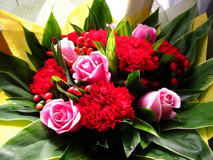 Bouquet of Roses and Carnations