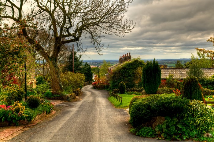 Road through a village in Horwich, United Kingdom