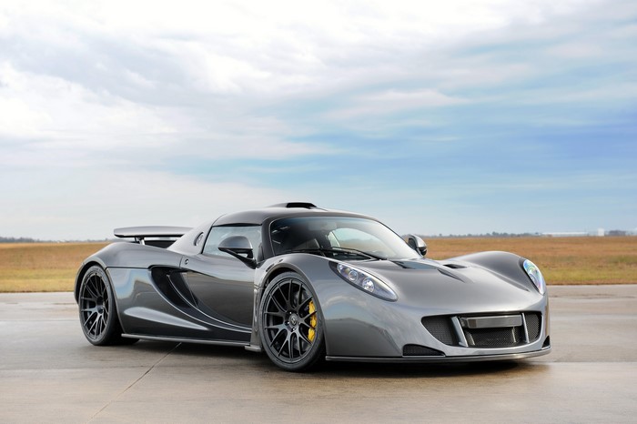 Grey 2013 Hennessey Venom GT supercar