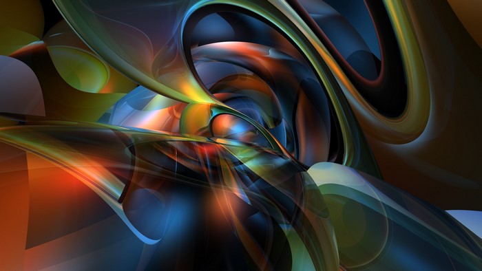 Abstract swirling shapes with vibrant colors