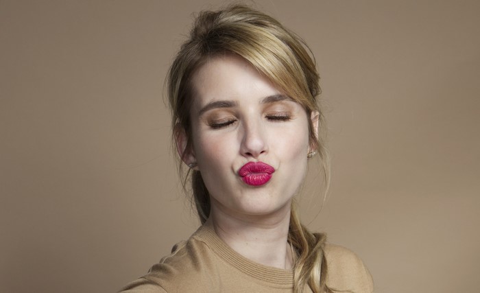 Emma Roberts with red lips