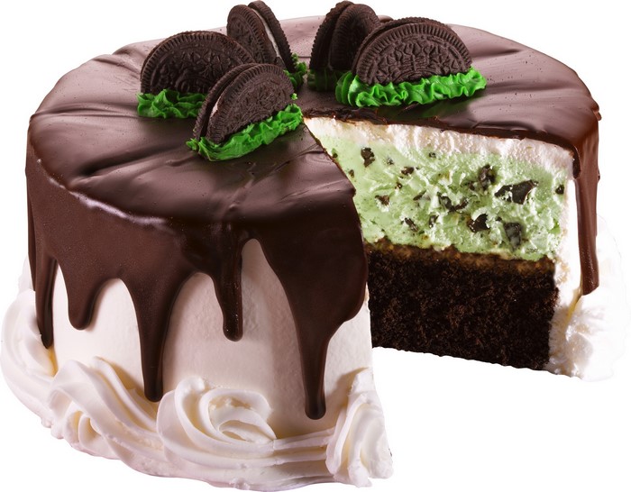 Mint chocolate chip ice cream cake with Oreos
