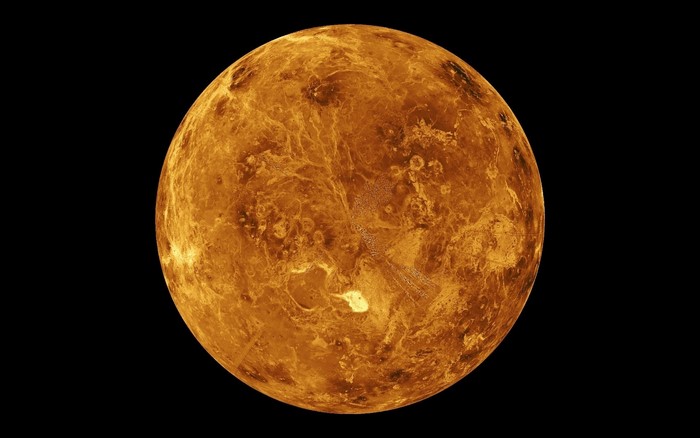 Venus planet surface with clouds