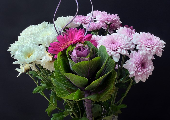 Bouquet of Chrysanthemums and Ornamental Cabbage
