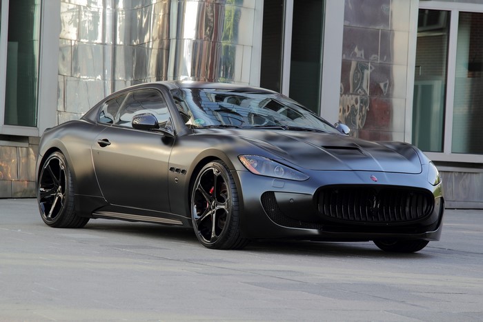 Matte black Maserati GranTurismo S Superior coupe