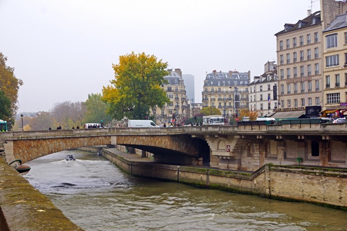 Paris bridge over the Seine River with buildings
