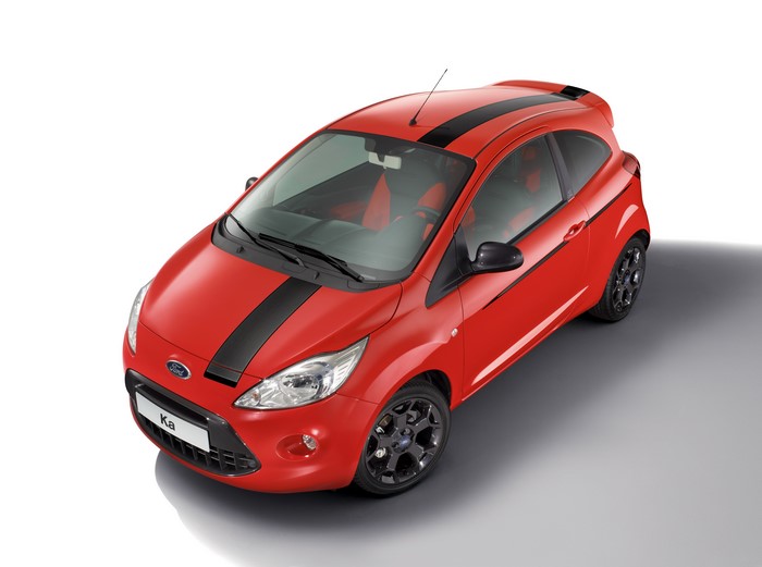 Red Ford Ka with Black Stripes