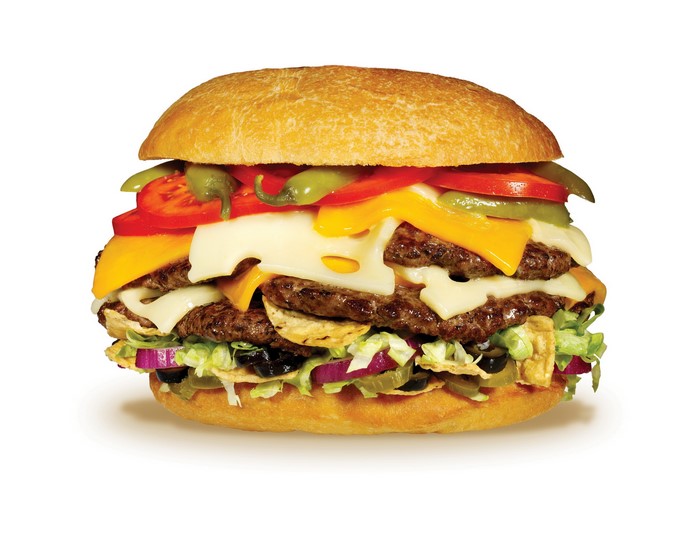 Double cheeseburger with toppings