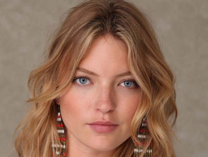 Martha Hunt blonde woman blue eyes