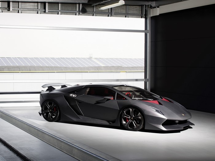 Lamborghini Sesto Elemento in a garage