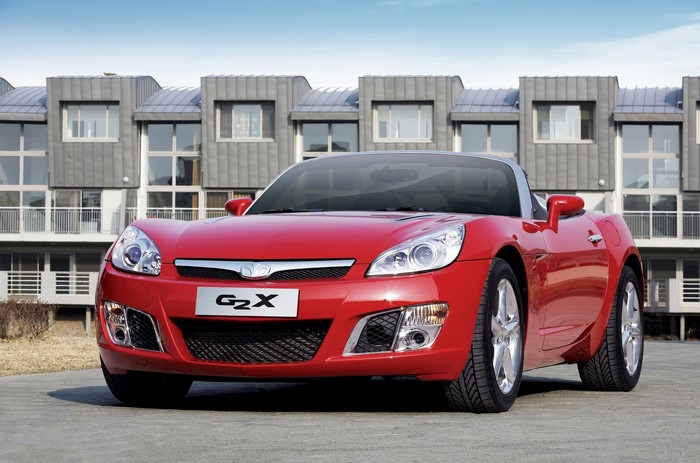 Red Daewoo G2X Turbo convertible sports car