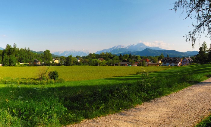 Anif, Austria: Village with Mountains and Green Fields