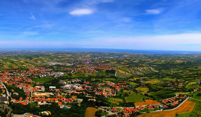 View from above of Republic of San Marino landscape