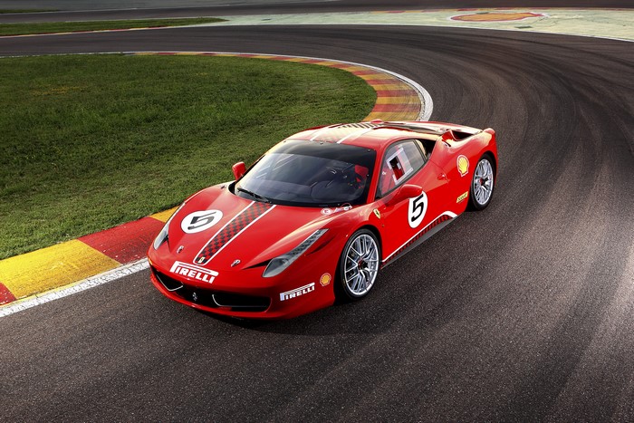 Red Ferrari 458 Italia Challenge on Race Track