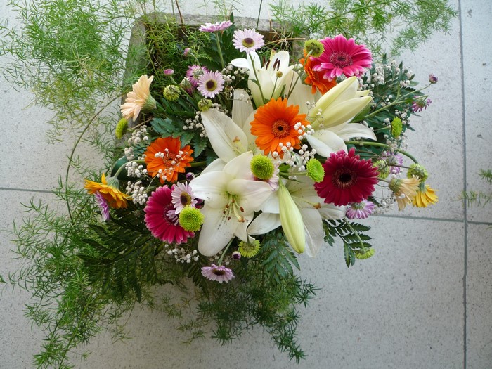 Bouquet of Gerberas and Lilies with Greenery