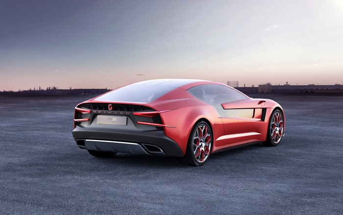 4K Red 2012 Italdesign Brivido Luxury Car Back View