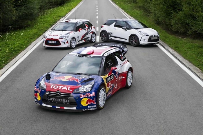 Citroen DS3 WRC cars on a road