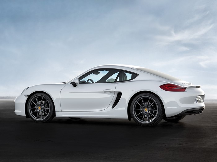 White Porsche Cayman (981C) Side View