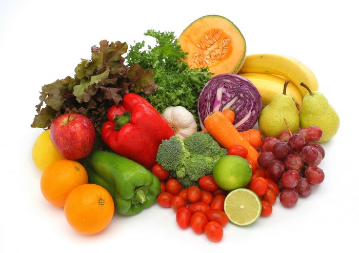 Assortment of fresh fruits and vegetables