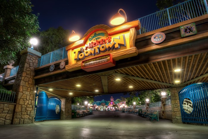Mickey's Toontown Entrance at Night